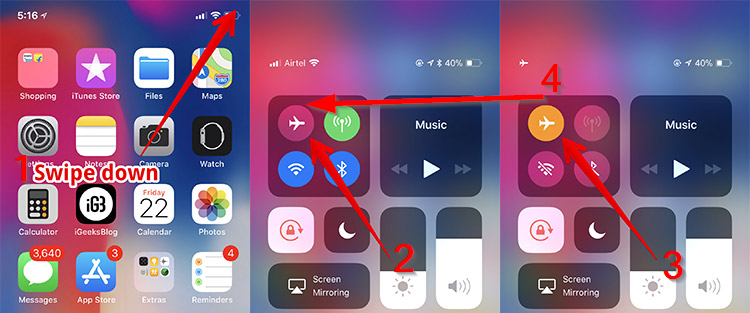 SIM not Supported - Turn airplane mode on & off on iPhone X