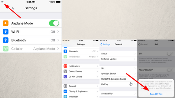 enable airplane mode-disable Siri-jailbreak iOS 11.3.1